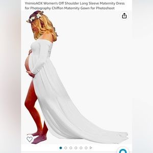 Women's Off Shoulder Long Sleeve Maternity Dress Chiffon & Flower Crown